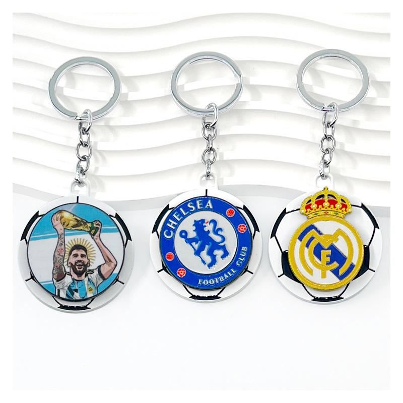 Chelsea AC Milan Barcelona Messi Real Madrid Ronaldo Football Keychain Turning Fan Pendant Blind Box Gift