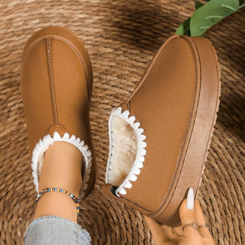 Fashion Autumn and Winter Warm Snow Boots for Women 2025 Fleece Large Cotton Shoes Versatile Platform Bread Cotton Boots