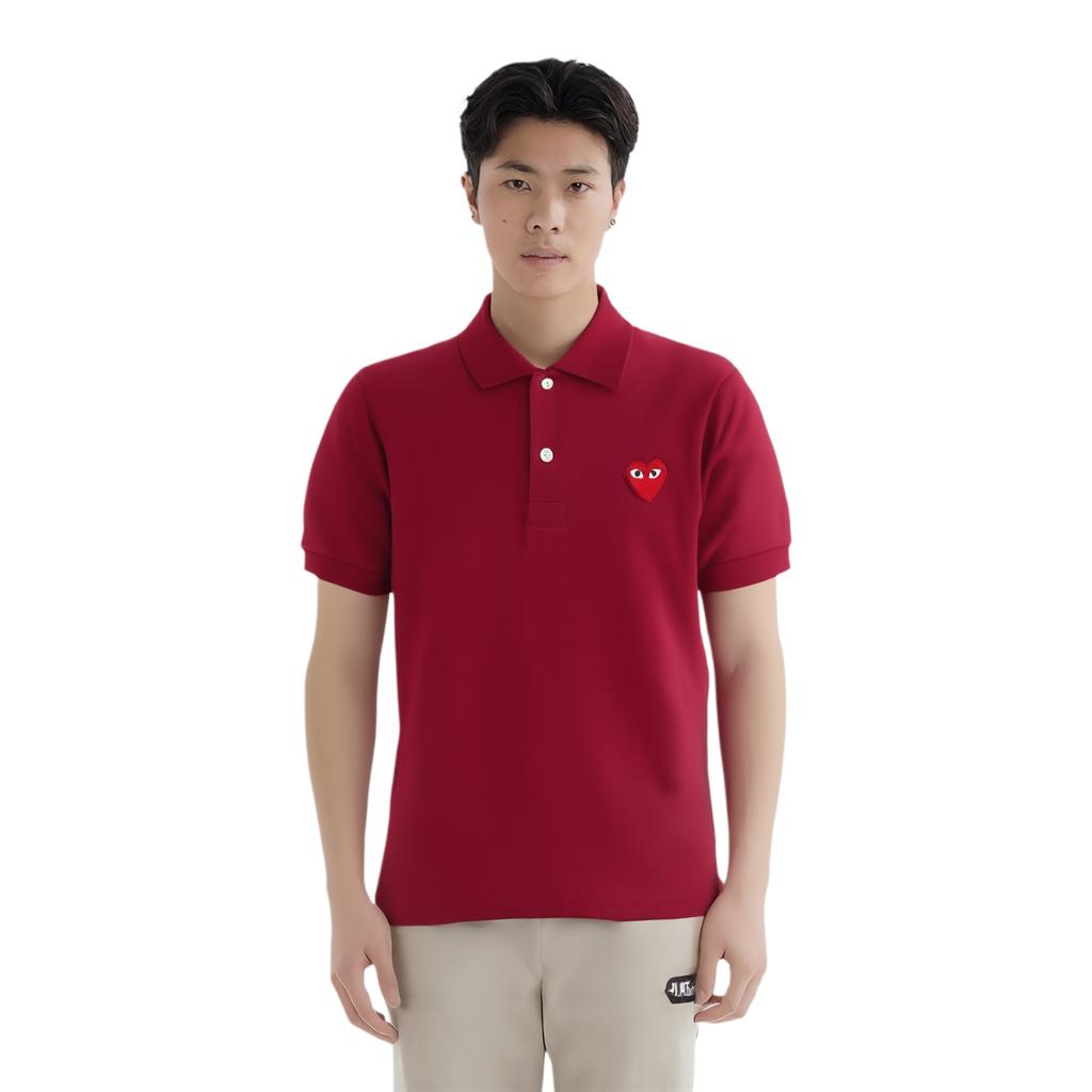 Comme Des Garcons Play Red Emblem Polo AX-T006-051-BURGUNDY
