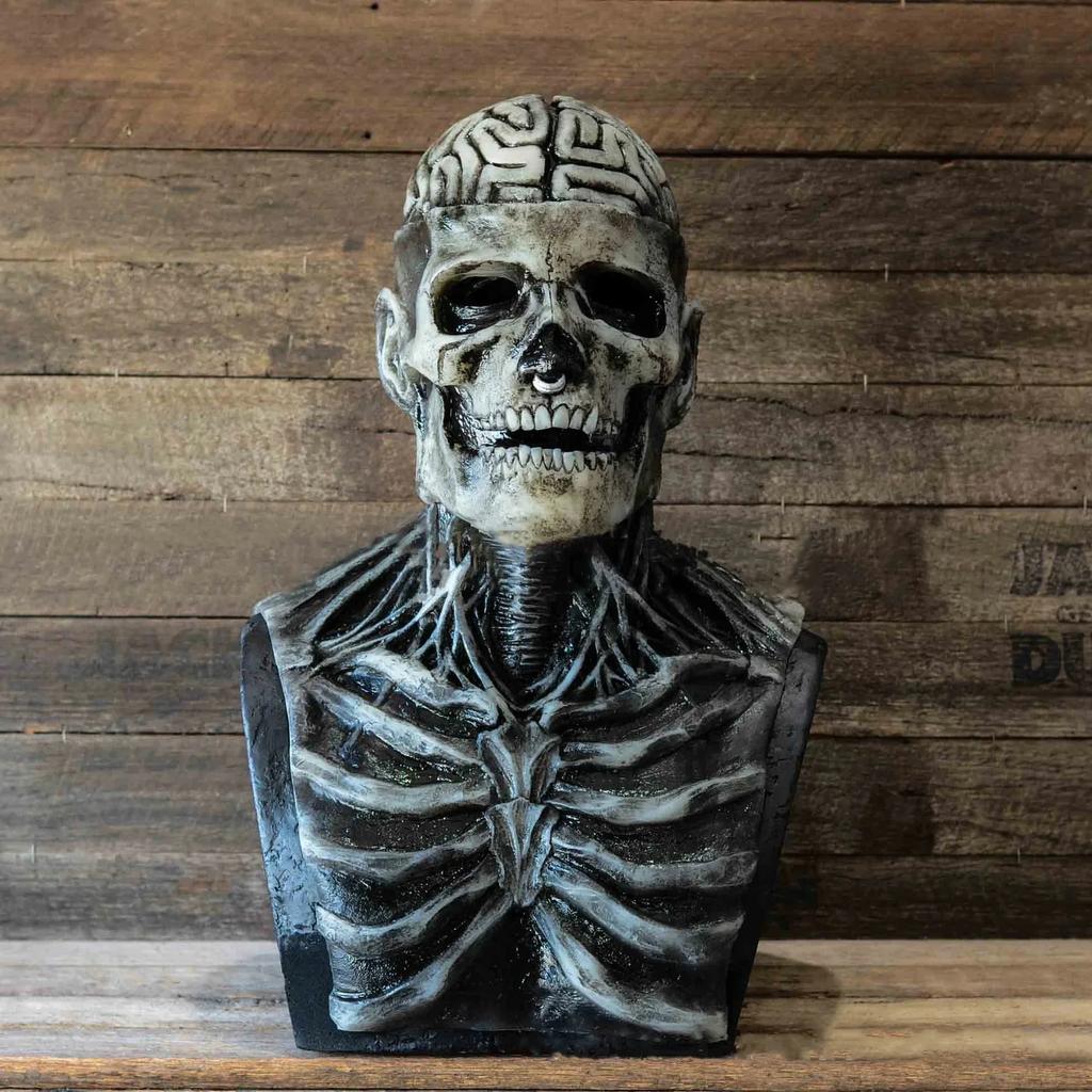 Halloween Latex Mask Skull Mask Horror Decoration Full Head  Helmet Movable Jaw Masque Gifts Party Costume Exorcist Scary Mask
