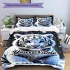 3PC Custom Name White Tiger Snowscape Bedding Set Duvet Cover Closure Includes 1 Duvet Cover & 2 Pillowcases for Bedroom