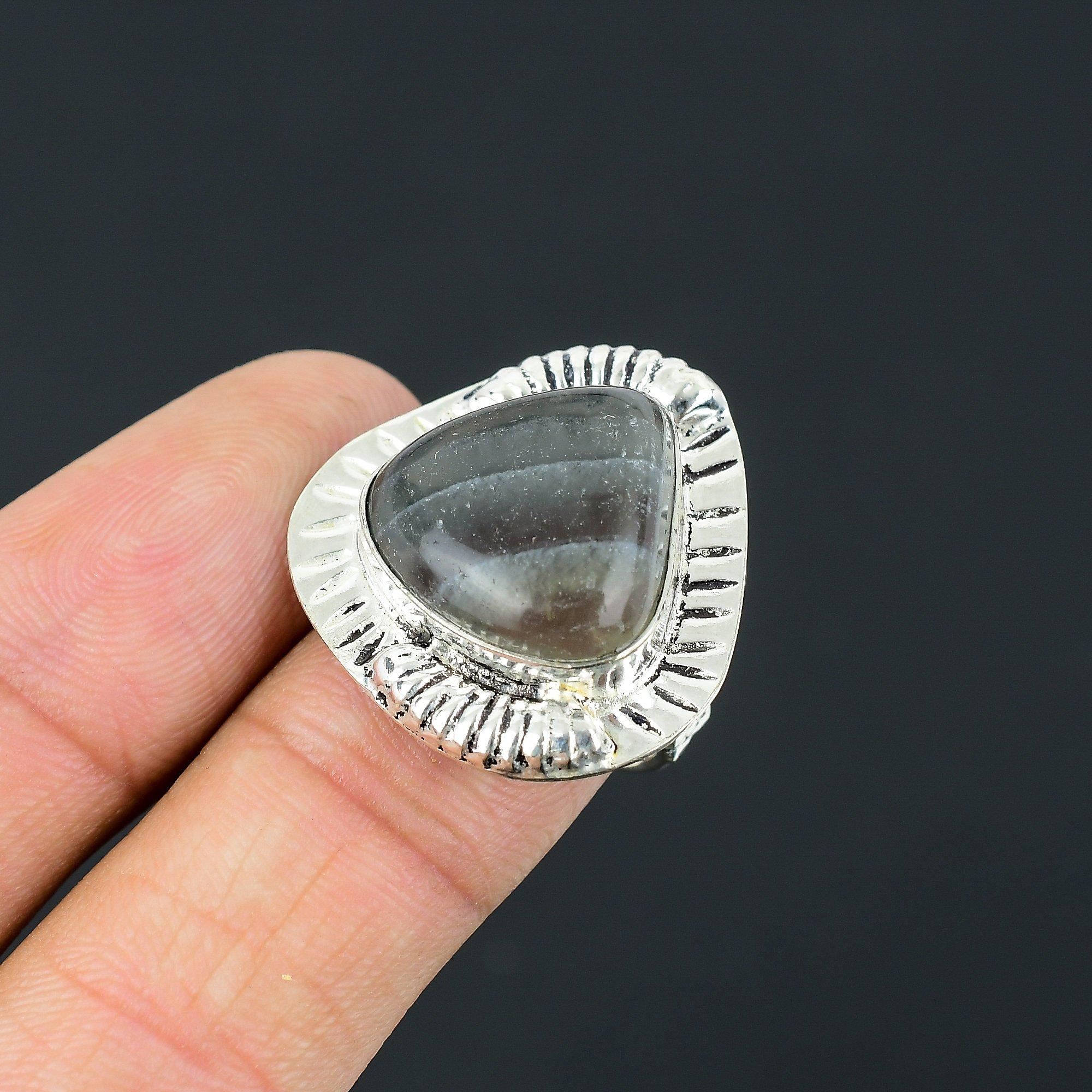 Pear Multi Fluorite Gemstone 925 Sterling Silver Solitaire Mother New Ring US 8 8