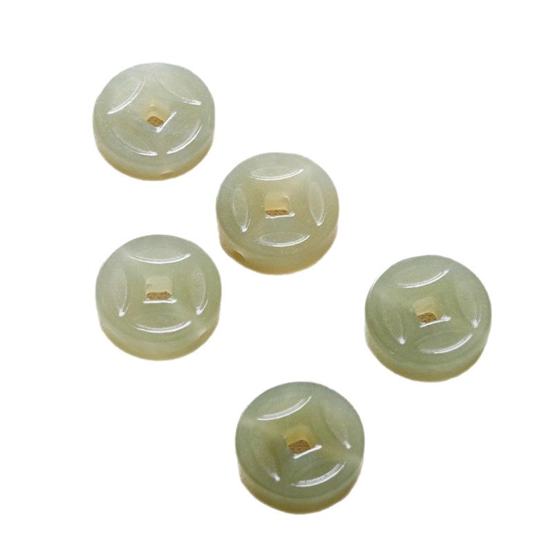 Qinghai Hetian Jade Coin DIY Jewelry Beads for Bracelets