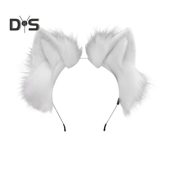 

Повязка на голову из искусственного меха лисы с кошачьими ушками в плюшевом стиле для ролевых игр, переодевания, ручной работы, повязка на голову, реквизит для косплея белый