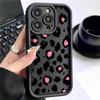 Pink Leopard Print iPhone 14/15/16/17 Pro Max Protective Black Case
