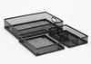 Set of 3 Metal File Holders with Multi-Compartment Cutlery Trays for Desktop Organization