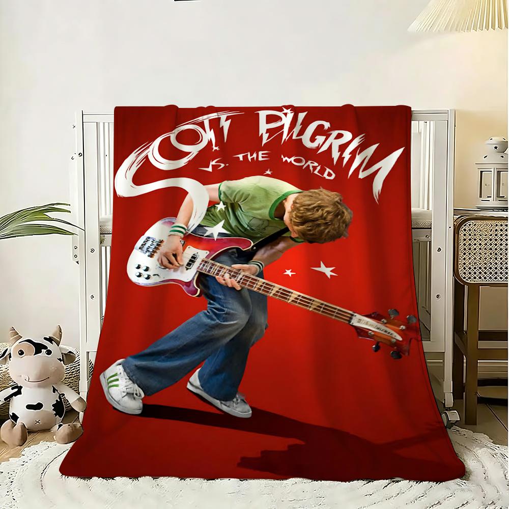 Movie Scott Pilgrim VS The World Throw 240g Flannel Blanket Lightweight Soft Skin-friendly Summer Thin Throw Blanket 75x90cm