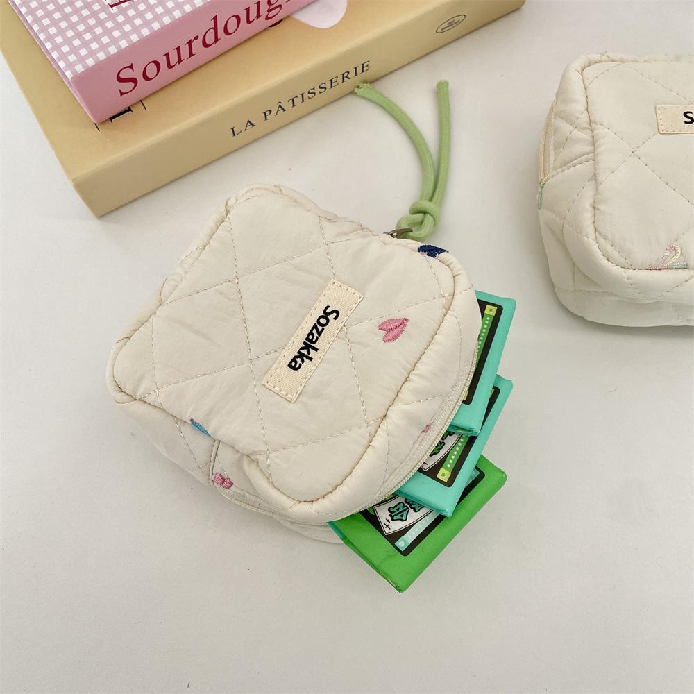 Quilted Cotton Sanitary Makeup Storage Bag Mini Lipstick Cosmetic Case Soft Portable Menstrual Sanitary Napkin Storage Bag
