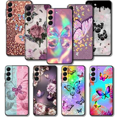 Obudowa do Samsung Galaxy S23 S22 S21 S20 Fe Ultra S10 S9 S8 Plus uwaga 20ultra 10plus etui Bling estetyczne motyl róża sztuka
