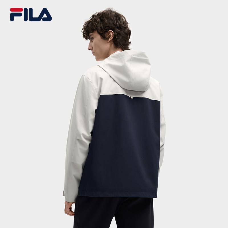 FILA Heritage Fashionable Comfortable Color Block Woven Hooded Jacket Men jackets Rock-Cloud F11M548703FLK