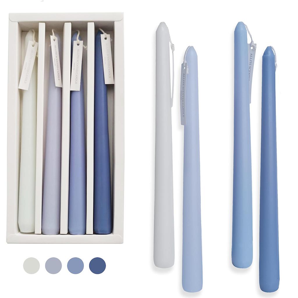 10 Inch Scented Taper Aromatherapy Popular Candles for Home Candles, Candles, Candles, Weddings, Anniversaries, Decor, 4-Pack (Gradient Blue)