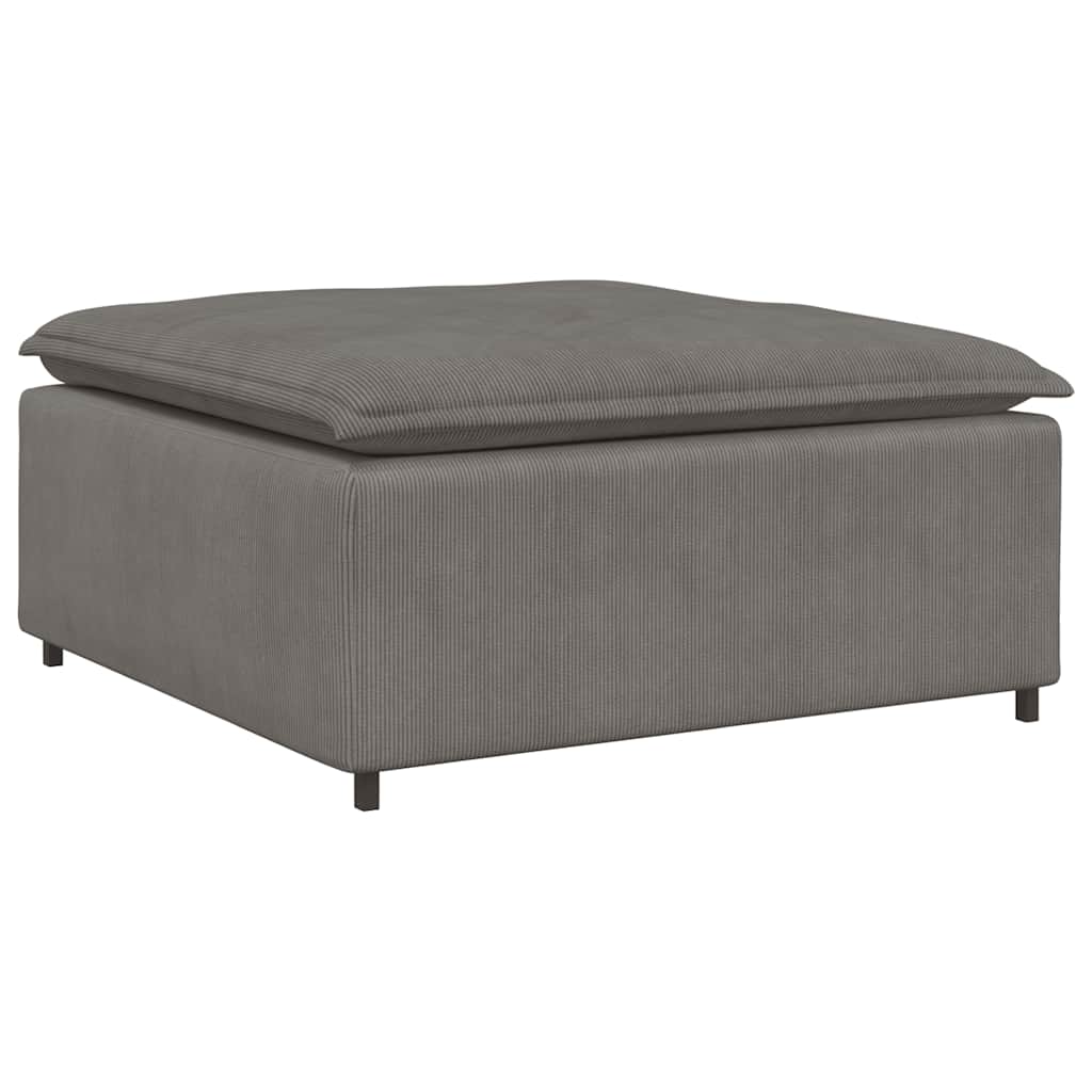 Modular Sofa with Footstool and Cushions Cord Fabric Light Grey