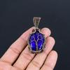 Blauer Saphir Anhänger, Handgefertigter Edelsteinanhänger, 999 Kupferdraht gewickelter Anhänger Antikschmuck, Für Verlobungsgeschenk