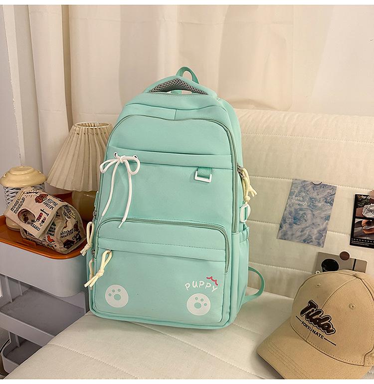Schoolbag new collegiate style bow backpack, Korean style INS high-value candy color, large-capacity backpack for middle and high school students