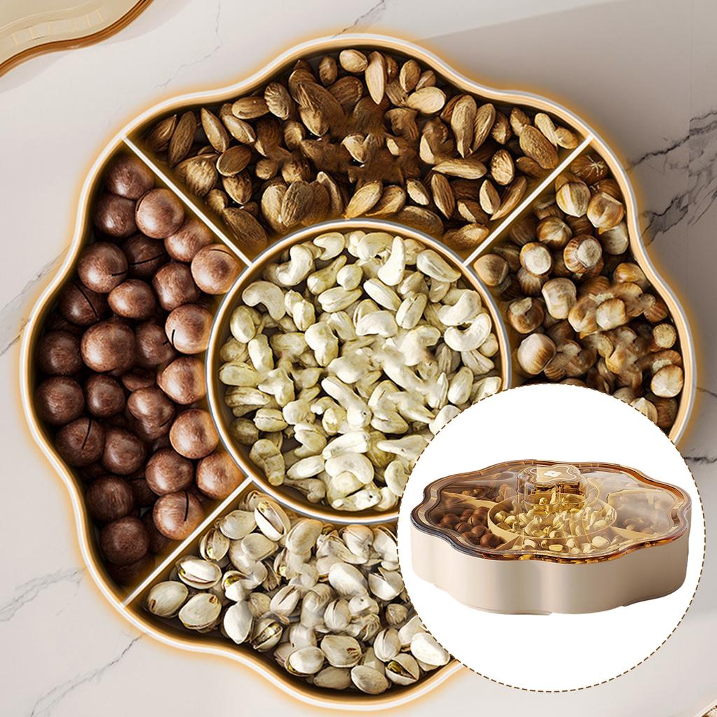 Candy Box Plastic Dry Fruit Container with Cover for Living Room 5 Compartments Snacks Organizer for Household Use