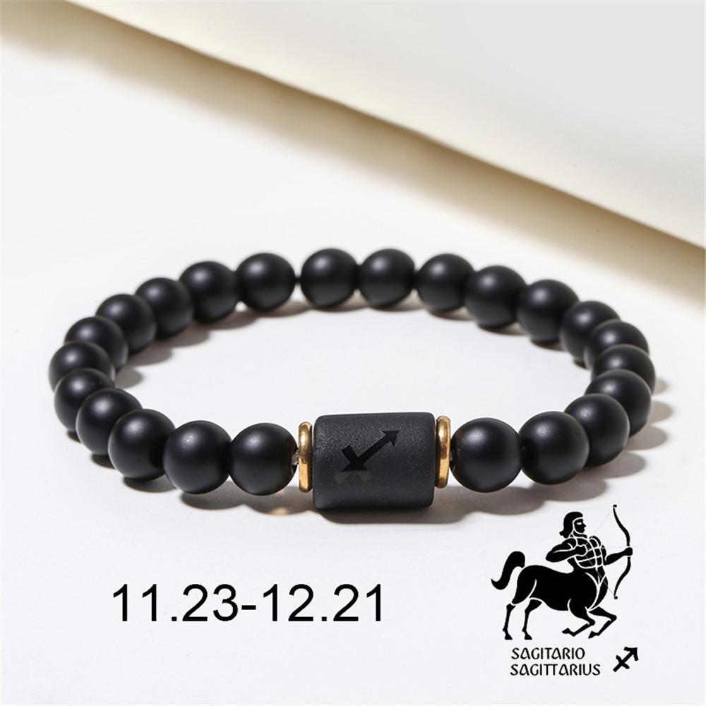 Constellation Black Frosted Black Agate Beaded Couple Bracelet