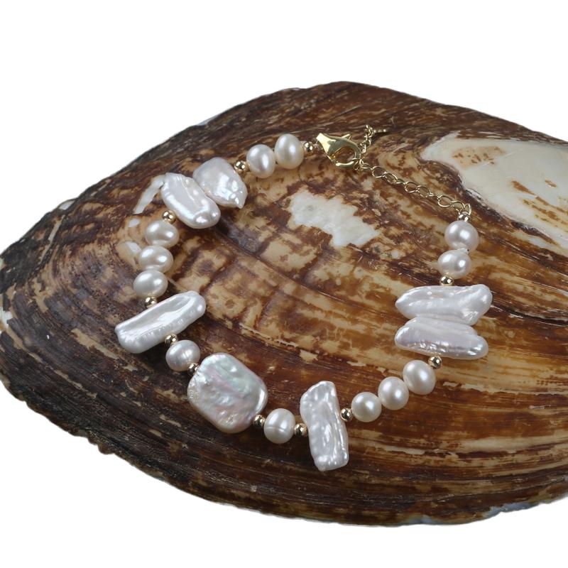 ZT Original Biwa Baroque Natural Freshwater Pearl Beaded Bracelet Real Pearl Hand Chain Women Vintage AAAAA Grade Fashion