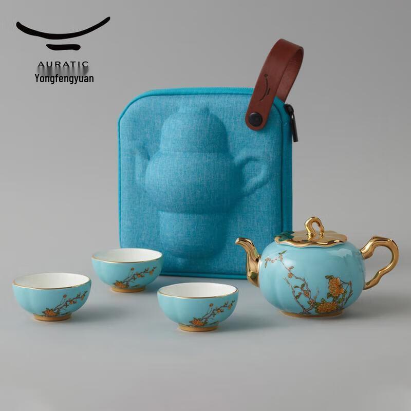 

Auratic Madame Porcelain West Lake Blue 5-Piece Ceramic Tea Set