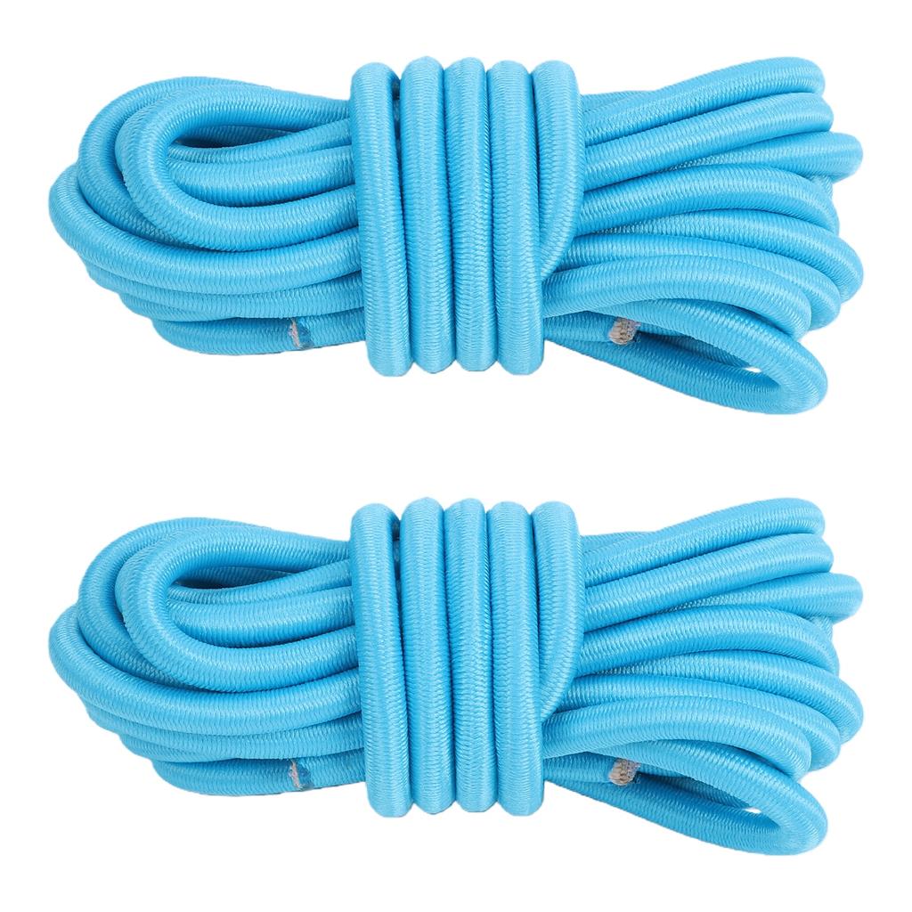 2pcs Elastic Ropes 98.4in Sun Proof Nylon Kayak Elastic Cords with Anti Slip Buckles for Paddle Surfboard Blue