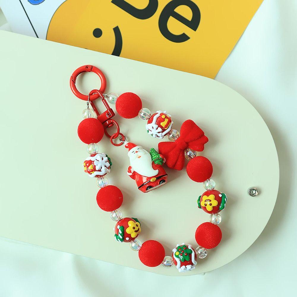 Bunte Handykette Weihnachten Perlenanhänger Lanyard Niedliche Handy-Handschlaufe