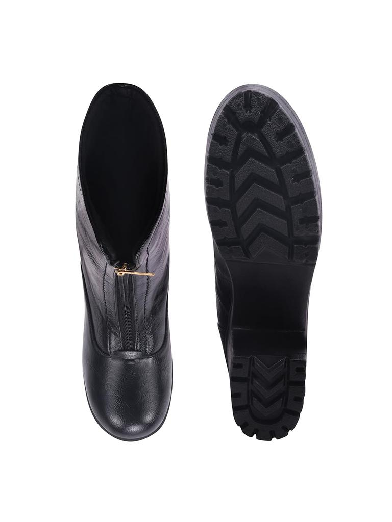 Shoetopia Damen Chunky Heel Kurze Stiefeletten mit rutschfester Sohle, Bequeme Trendige Knöchelboots | Weiche Gepolsterte Sohle | Lässig, Party & Winter