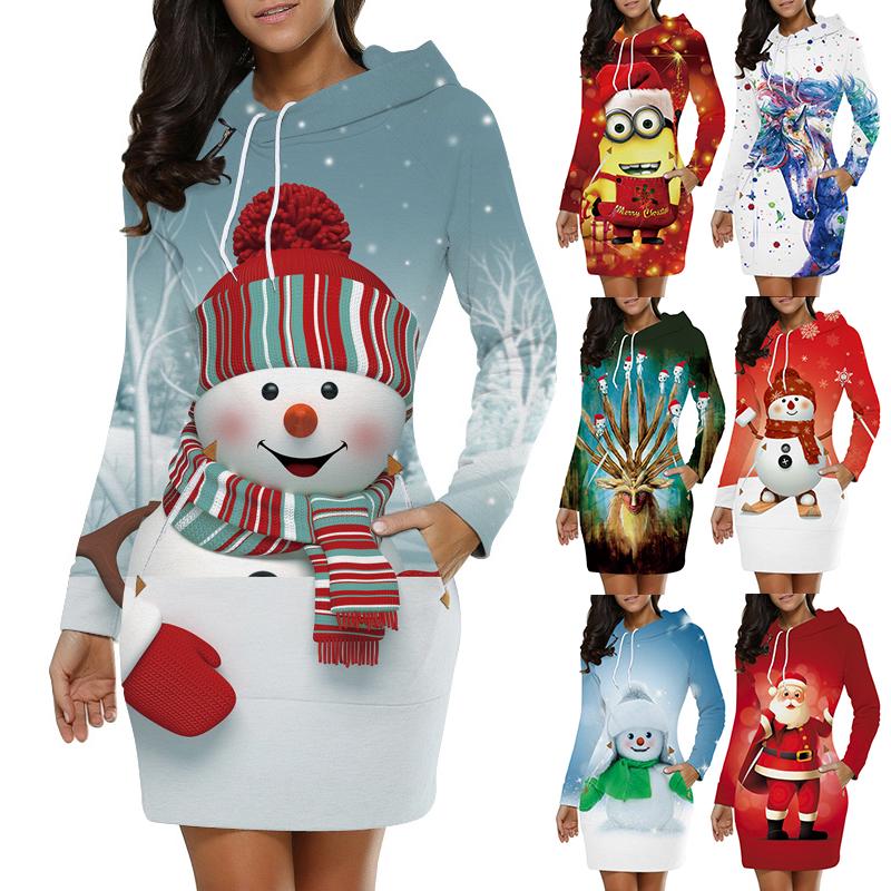 Angel Christmas Print Pattern Women Hoodie Dress