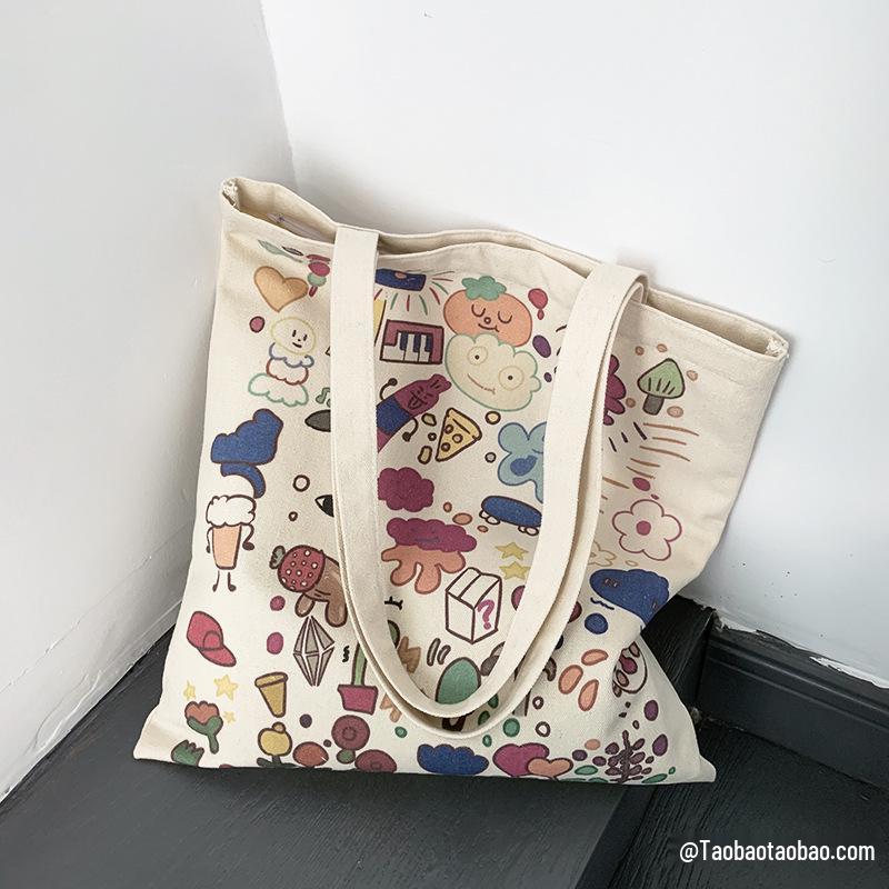 Korean Style Cute Canvas Handbag - Women's Summer Shoulder Bag with Zipper