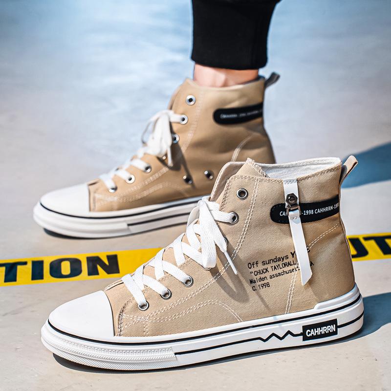 Men's shoes autumn 2025 new high-top board shoes student flat canvas shoes literary style youth fashion casual shoes