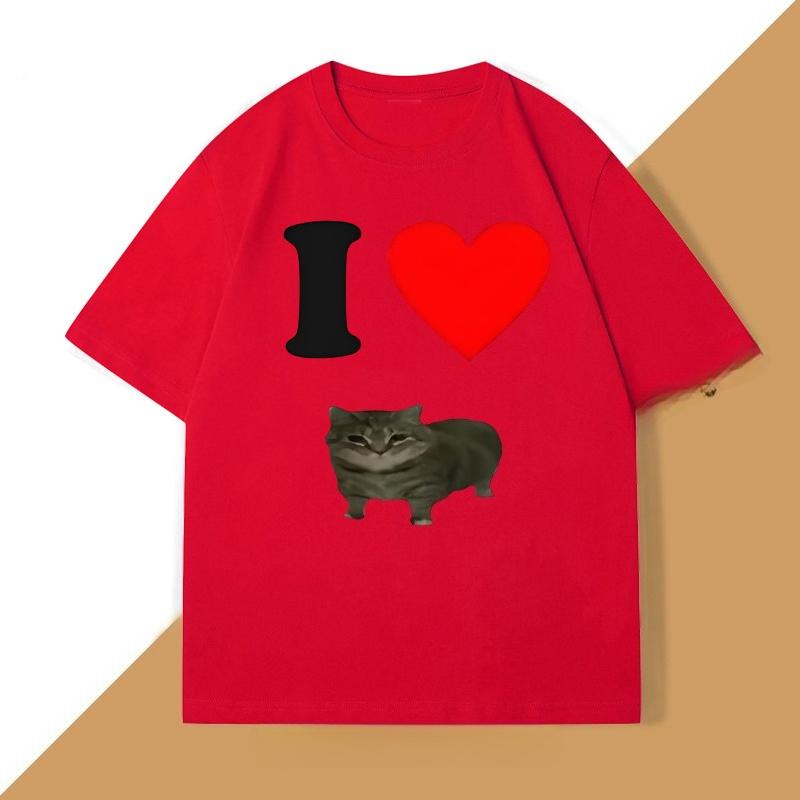 I Love Oiiaoiia Cat Meme TShirt Unisex Women Funny T Shirts Parody Tees Tiktok Tshirt Funny Streetwear Tops Oversized Loose Tops