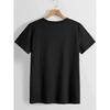 European Size Fashionable Letter Cartoon Print Women'S Round Neck T-Shirt, Simple Design, Comfortable And Breathable, Suitable