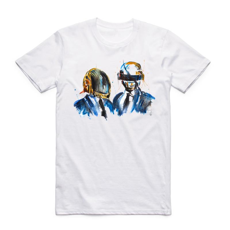 2019 Daft Punk Herren Damen T-Shirt Sommer Kurzarm Französische Musikband Punk T-Shirts Herren Lässig Streetwear Weiße Oberteile Tees