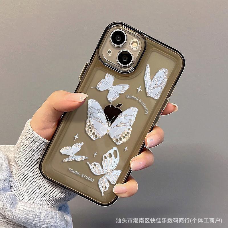 Нишевый бабочка подходит для чехла для мобильного телефона Apple 15promax iphone14/16 прозрачный 13 противоударный индивидуальность 11/12
