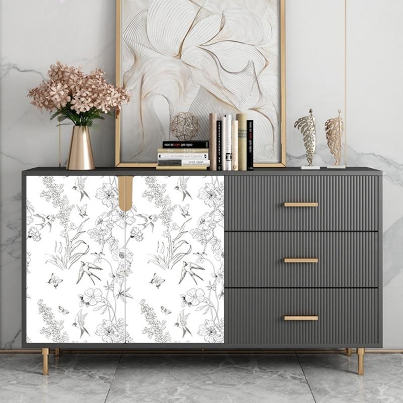 Self Adhesive Waterproof Wallpaper for Bedroom and Living Room Furniture Decoration Retro Cabinet Renovation Stickers