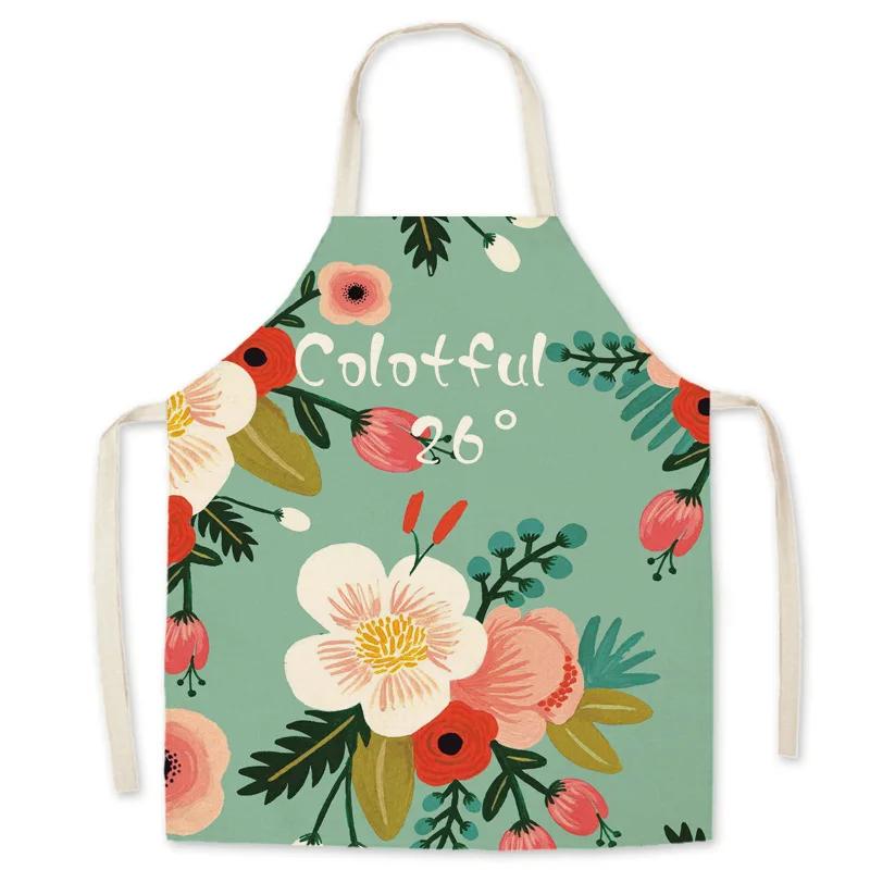 

Pattern Kitchen Apron for Woman INS Leaves Sleeveless Cotton Linen Aprons Cooking Simplicity Home Cleaning Tools 65*75cm 45x56cm