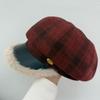 Retro Plaid Plush Star Anise Beret Women's Year Autumn Winter Warm Face Small Bud Painter Hat Tide