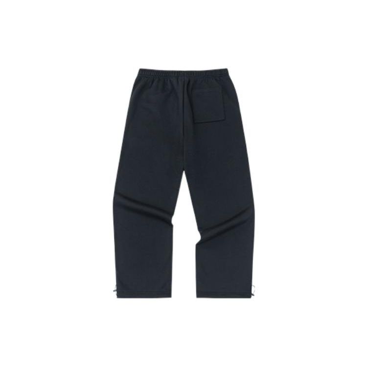 Anta Solid Color Logo Pattern Fleece Warm Sports Pants Unisex Bottoms Black 172248312-2