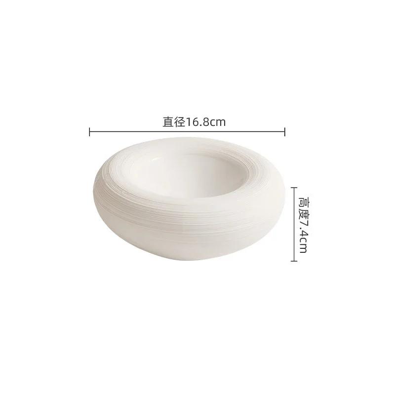 צלחת הגשה קרמית עגולה עבה מרק צלחת חטיפים צלחת סלמון כלי שולחן למסעדה צלחת בידוד דו שכבתית לבנה