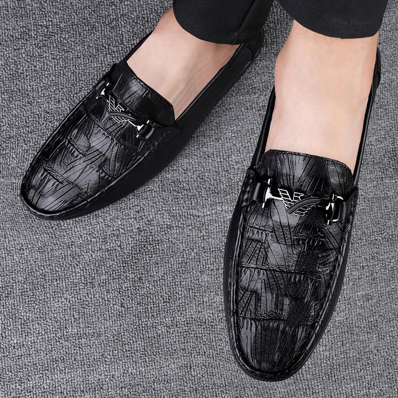 Fashion Men's Genuine Leather Loafers Classic Business Casual Slip-On Dress Shoes for Men Comfortable Stylish Office Work Formal Shoes
