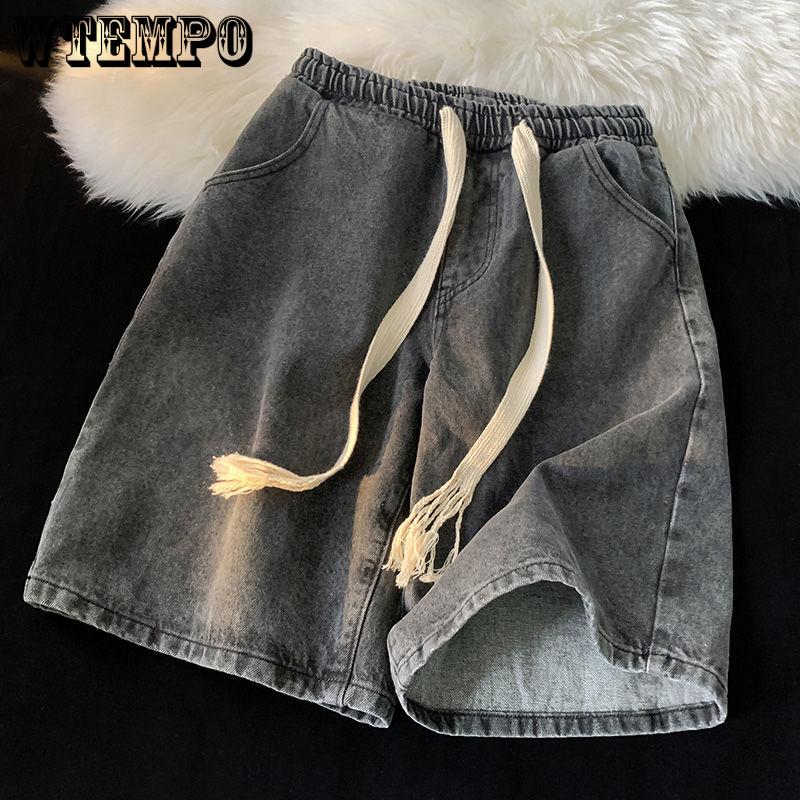 

Джинсовые шорты летние тканые шорты на шнурке мужские тонкие повседневные ретро свободные большие ярды с пятью точками 2XL чёрный