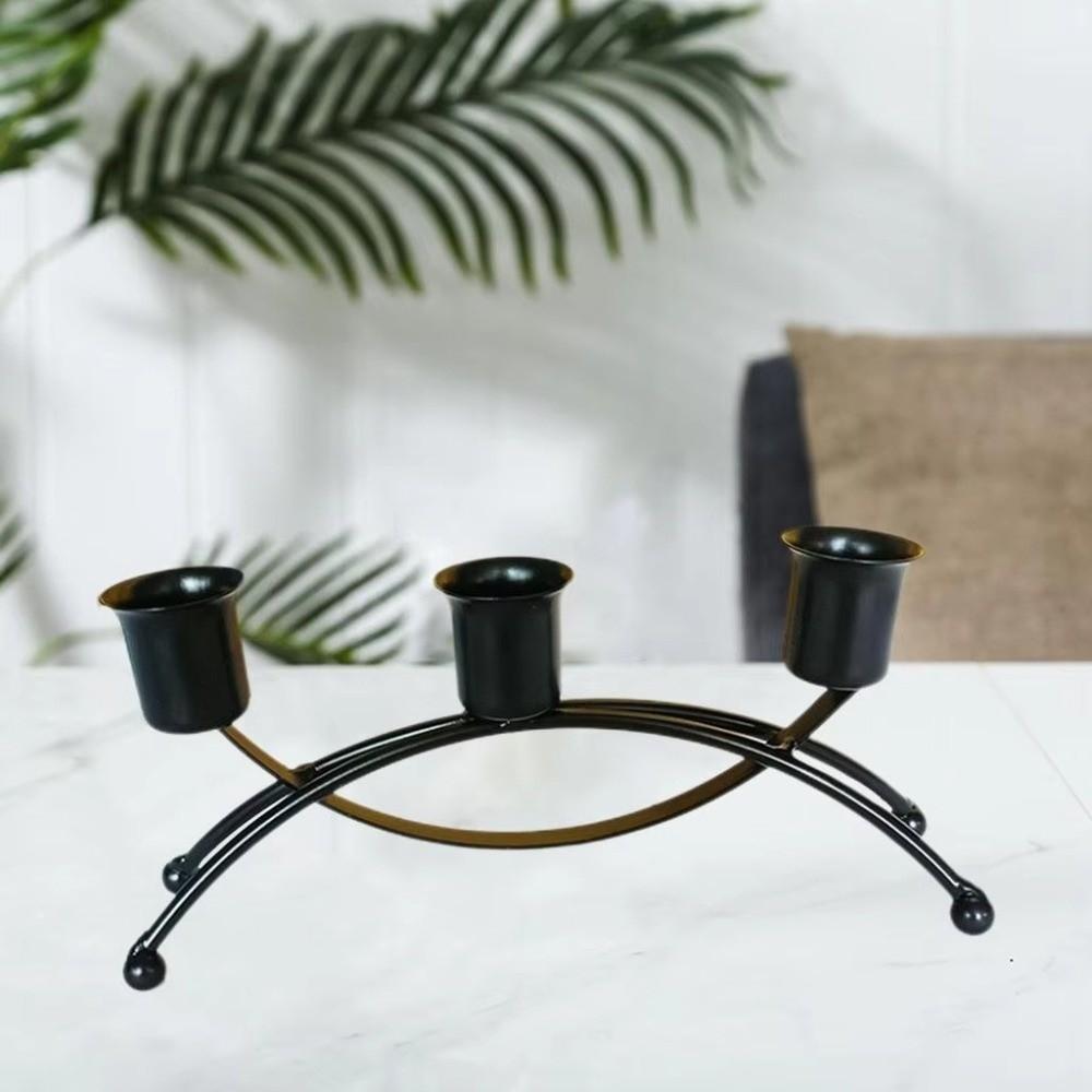 Metal Iron Candleholder Three Head Candle Stand Handicrafts Candle Containers  Living Room