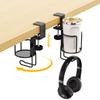 Desk Cup Headphone Strong Easy for Gaming and Home 2-in-1 Organizer & Holder, 360-Degree Rotation, Spill-Proof, Clamp, Installation, Office, Desk,