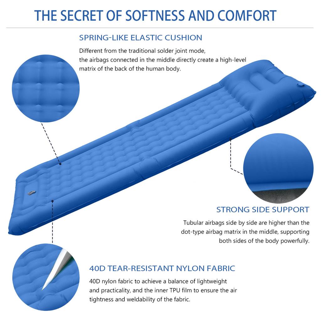 Ultra Lightweight 6-12cm Thick Inflatable Sleeping Pad Waterproof Hiking Air Mattress Built-in Pump Summer Outdoor Camping Mat