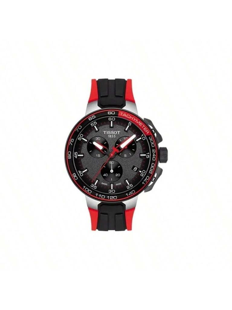 Tissot Racing Series quartz movement, 100m water-resistant men's watch, sharp bezel, 44.5mm black dial, stainless steel case, T111.417.27.441.00