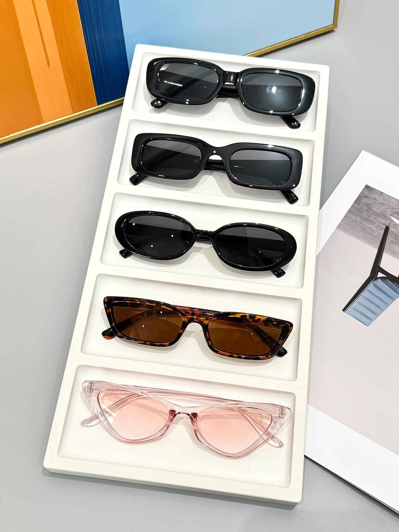 

5Pcs Classic Mixed Popular Frame Glasses Set Multi-Color Combination Glasses Simple Fashion Trendy Basic Decorative Glasses