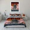 Pagoda and cherry blossoms. Bedding sets Duvet cover sets Duvet covers Pillowcases(1 * Duvet Cover 2 * Pillowcases, without duvet insert)