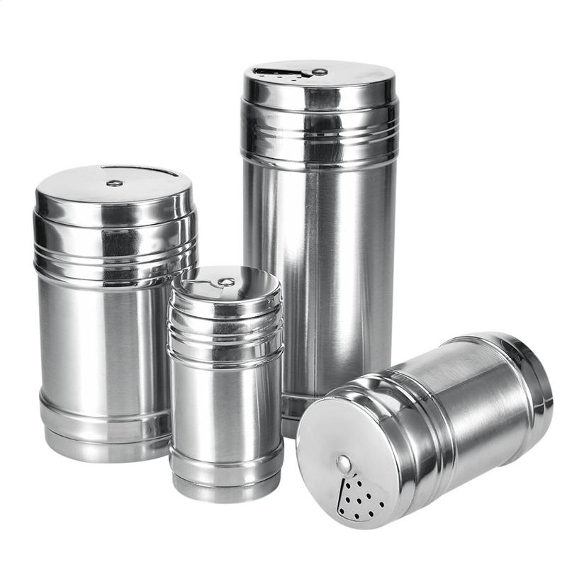 Stainless Steel Spices Shaker Seasoning Cans Rotate Camping Barbecue Jars Spices Storage Box Salt Sugar Pepper Storage Bottle