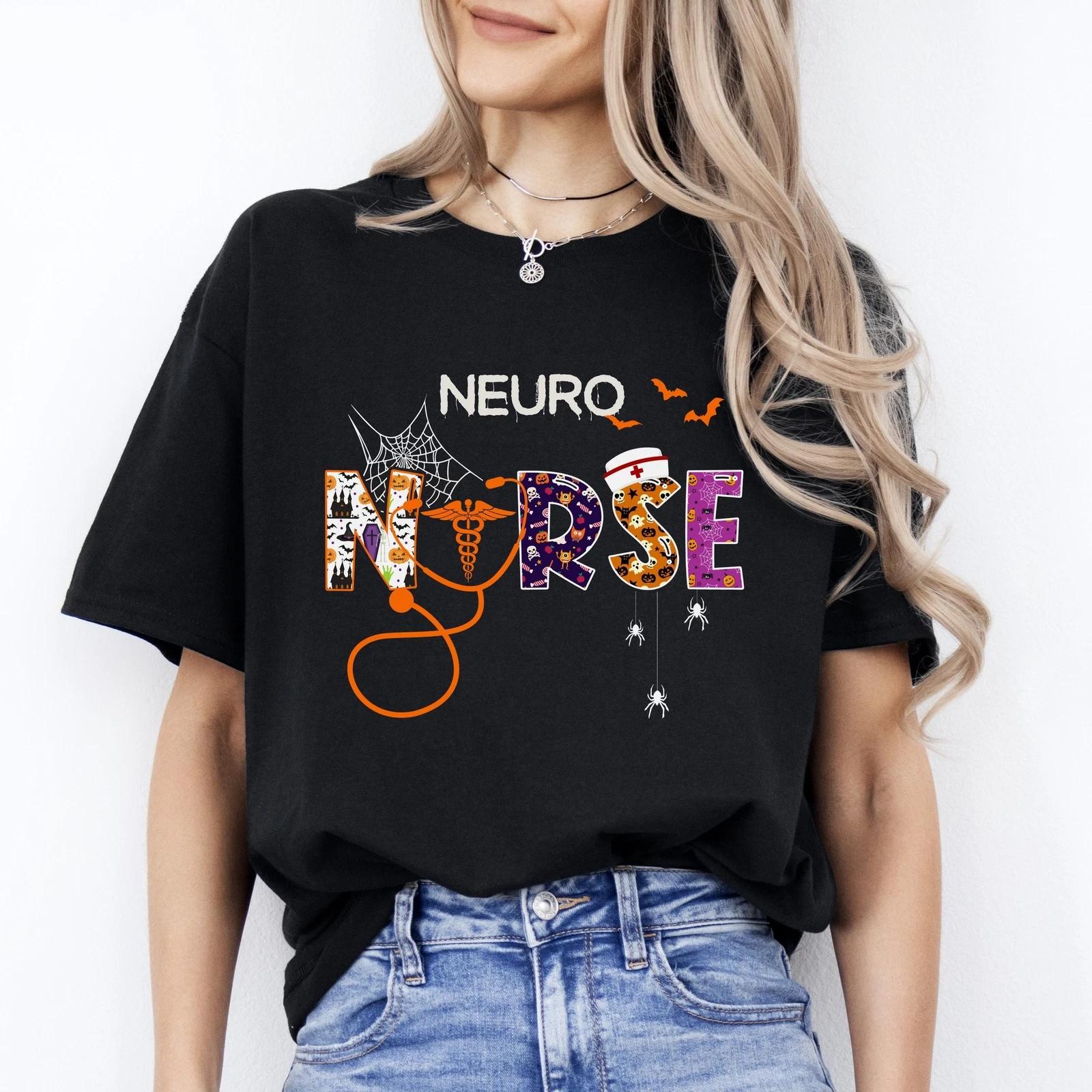 Neuro nurse Halloween Unisex T-Shirt Scary Spooky Neurology Nurse neuroscientist 2XL
