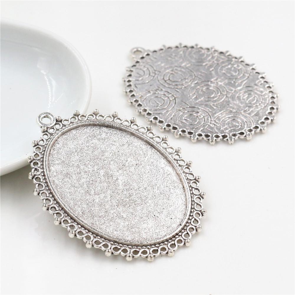 5 Stück 30x40mm Innenmaß 7 Farben Vergoldete Cabochon-Fassung Anhänger Charms