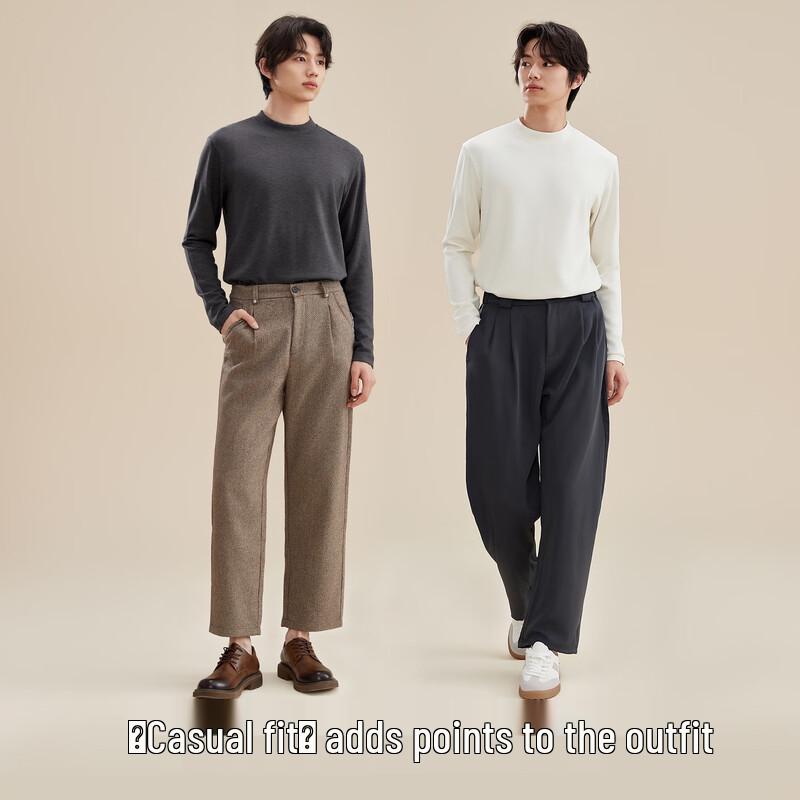 FUNIBAOLUO Men's Wool Modal Mid-Collar Base Layer Top