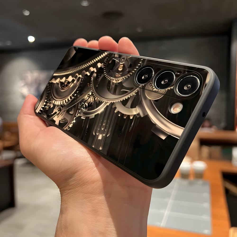 

Mechanical Components Phone Case For Samsung A56 A36 A26 A16 A15 A25 A35 A55 A14 A34 A24 A54 Black Soft Shell Samsung A23